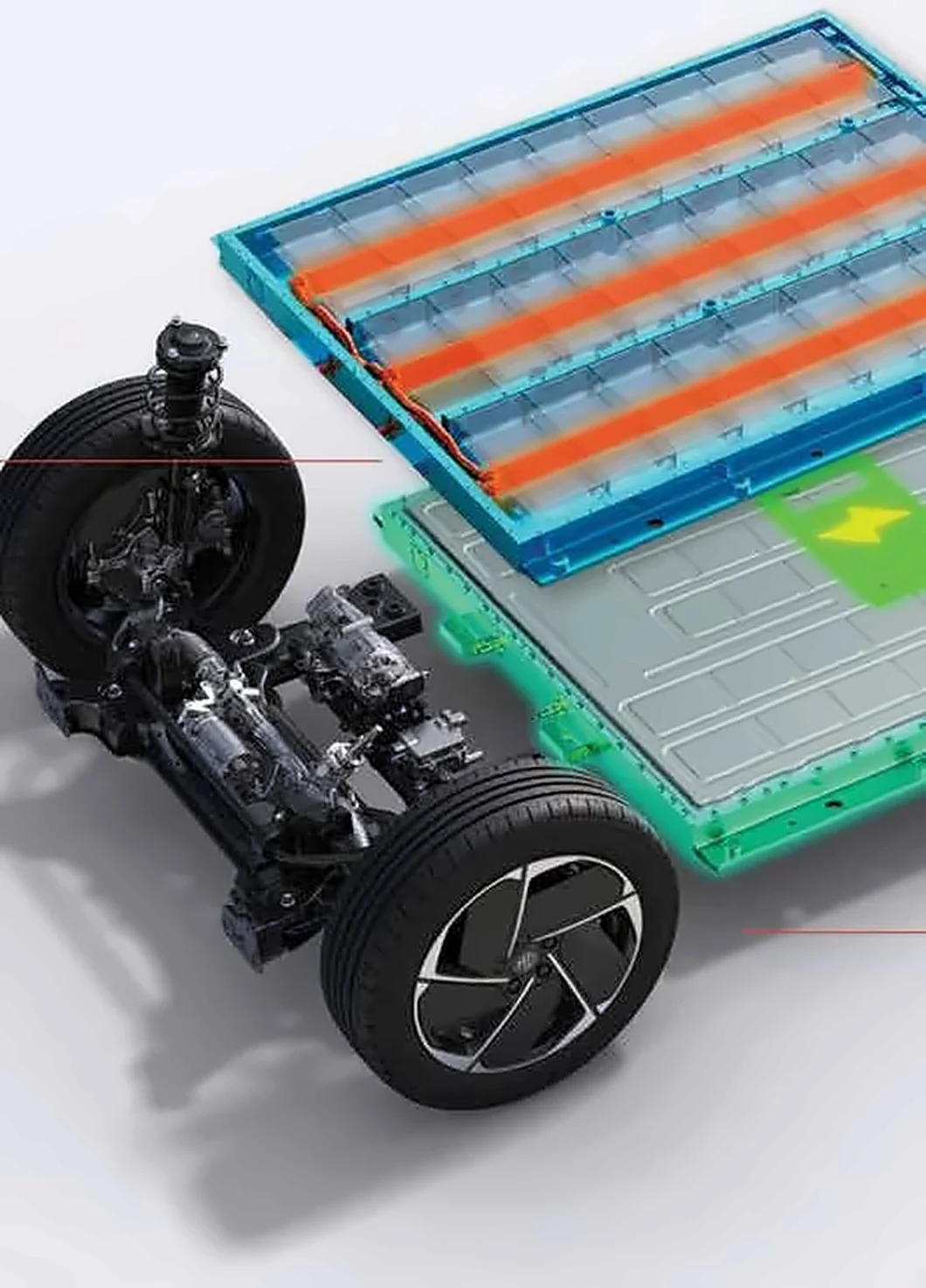 Ultra-thin battery pack above the chassis Ultra-thin battery pack above the chassis